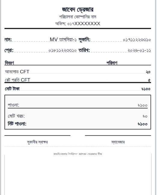 মোবাইল POS ইন্টারফেস ও থার্মাল প্রিন্টার স্লিপ